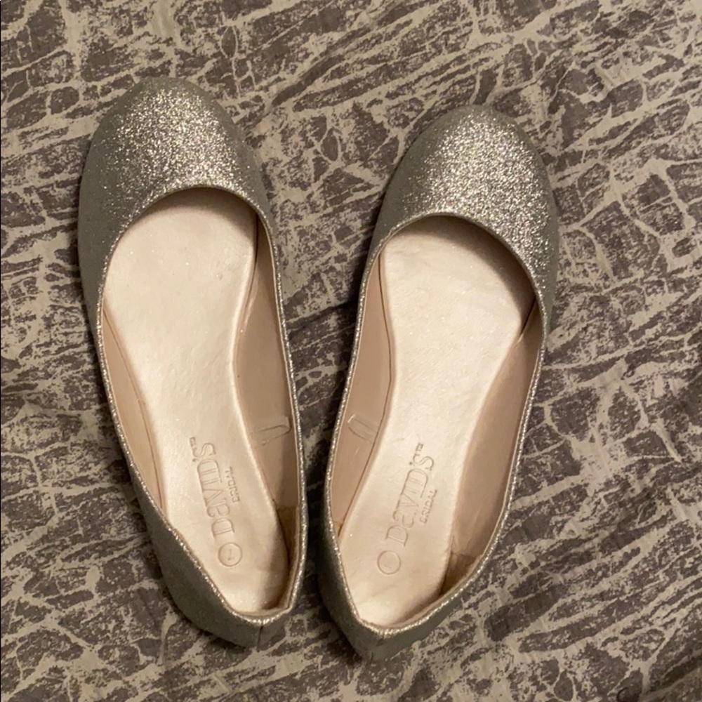 David’s Bridal Glitter Round Toe Ballet Flats